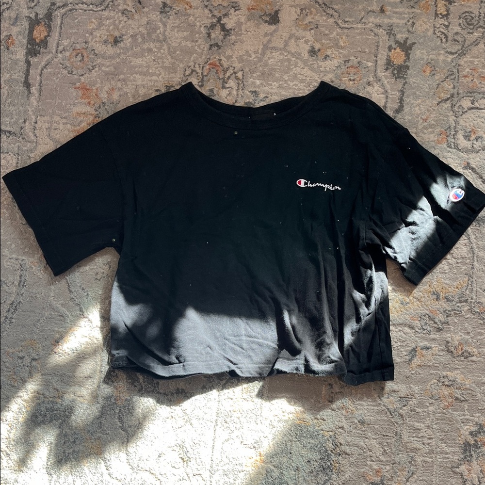 Champion Black Logo Crop Top